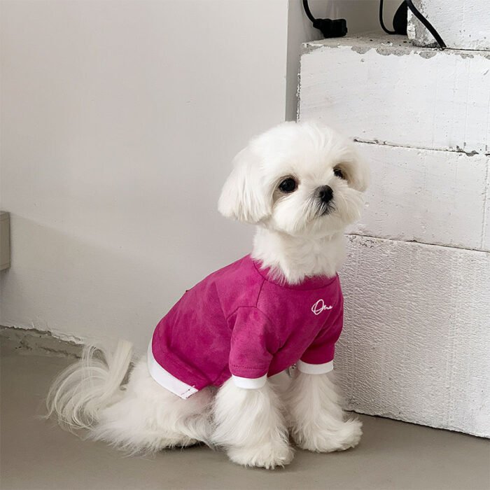 Dog Cotton T-Shirt - Rose Red