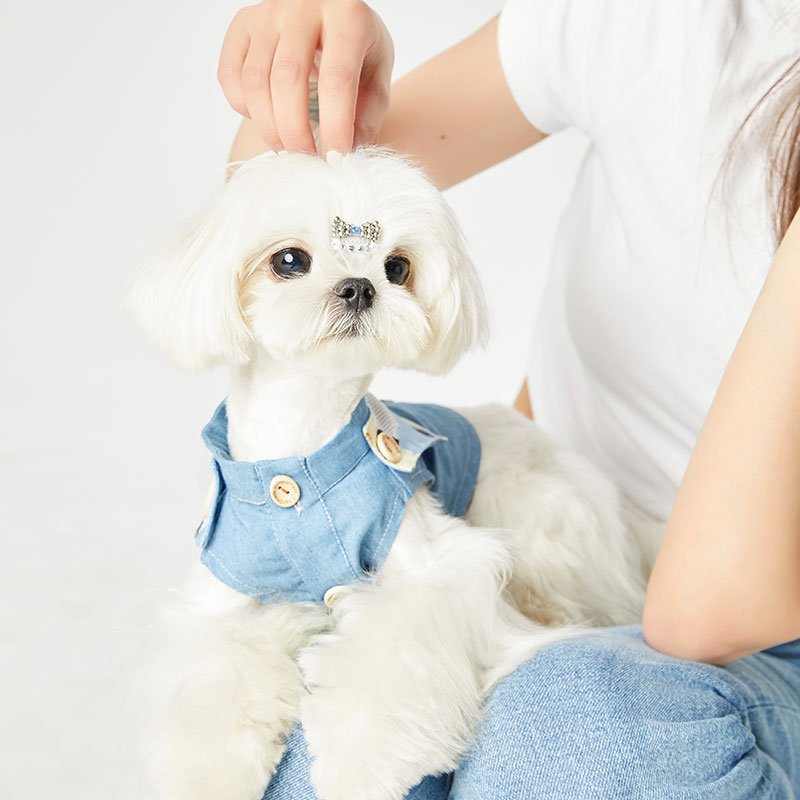 Dog Navy Collar Denim Skirt-Navy