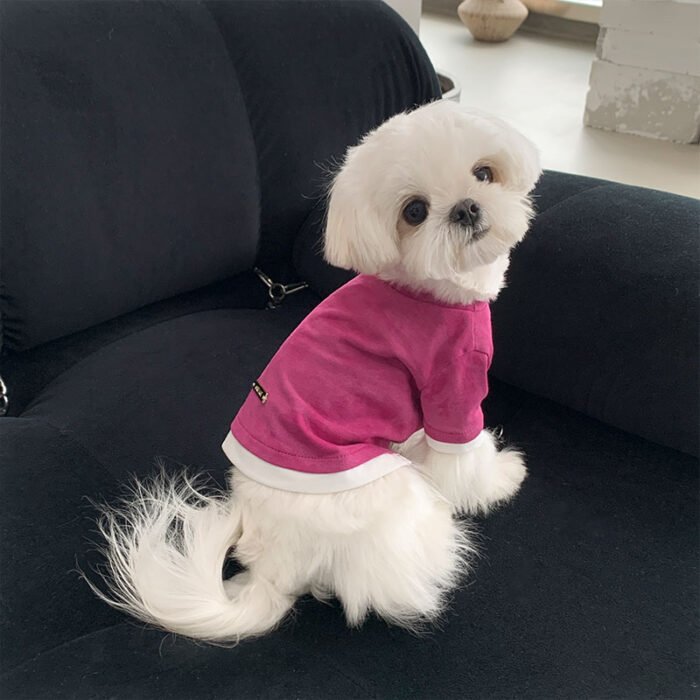 Dog Cotton T-Shirt - Rose Red